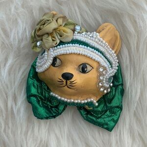 CAT PIN HAND CRAFTED with VINTAGE PIECES